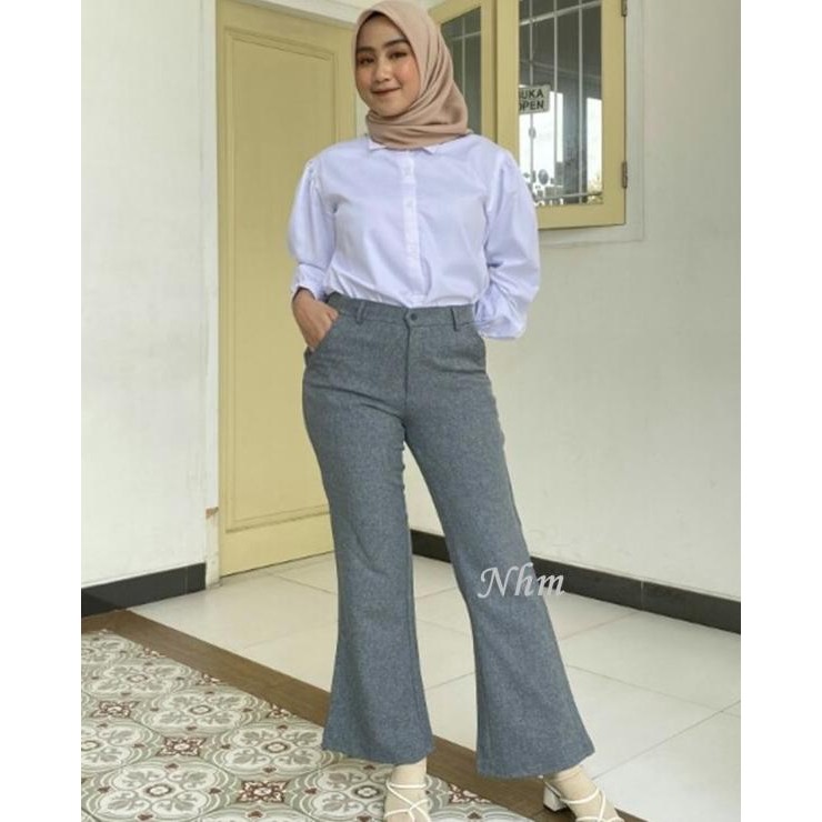 Celana Cutbray Formal Celana Kerja Wanita Pinggang Kancing