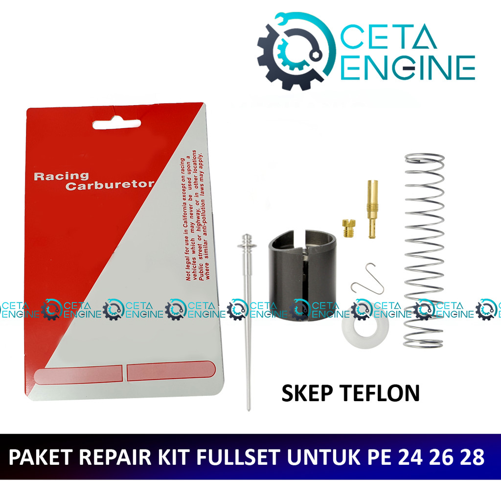 (DISKON) FULLSET PISTON SKEP KARBURATOR PE24 PE26 PE28 PE30 TERMASUK JARUM NOZZLE PILOT MAIN JET TEF