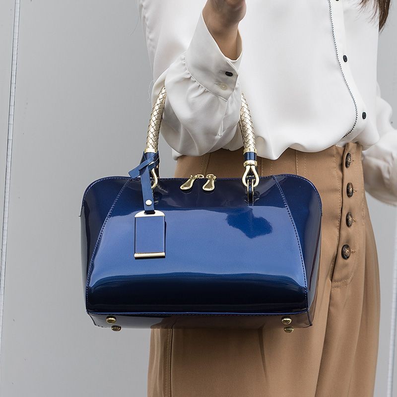 Tas Selempang Kulit Wanita, Tas Selempang Berkilau Warna Biru