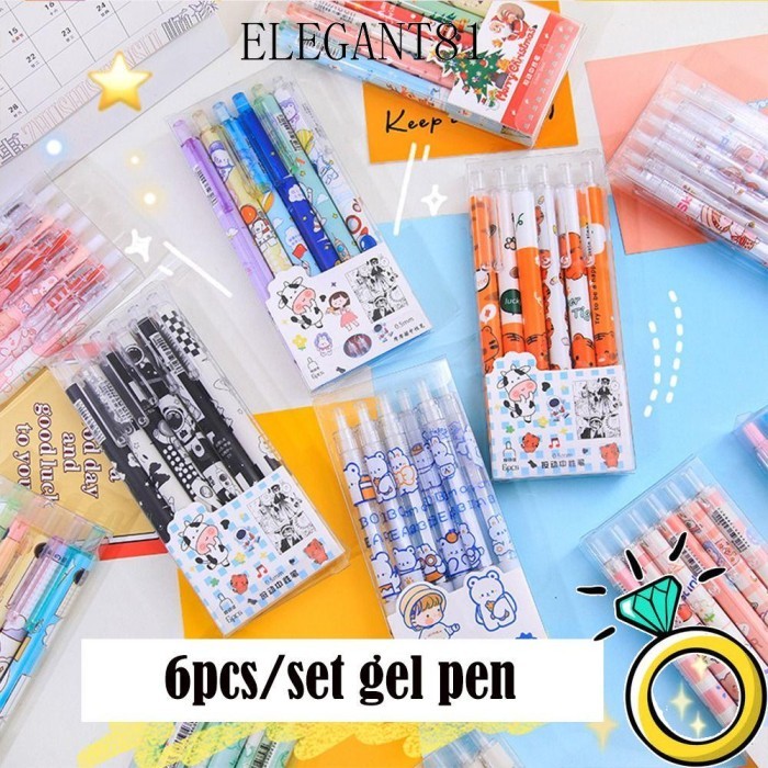 

Vee [Elegan81] Gel Pen Set Kreatif 6 Pcs/Set Perlengkapan Kantor Sekolah