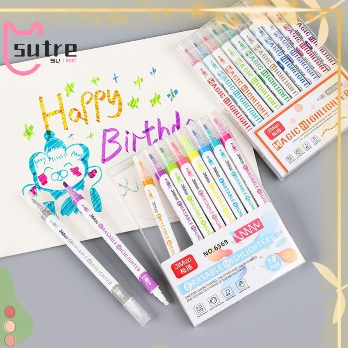 

Vee 10Pcs /Set Penanda Neon Kantor Perlengkapan Sekolah Alat Gambar