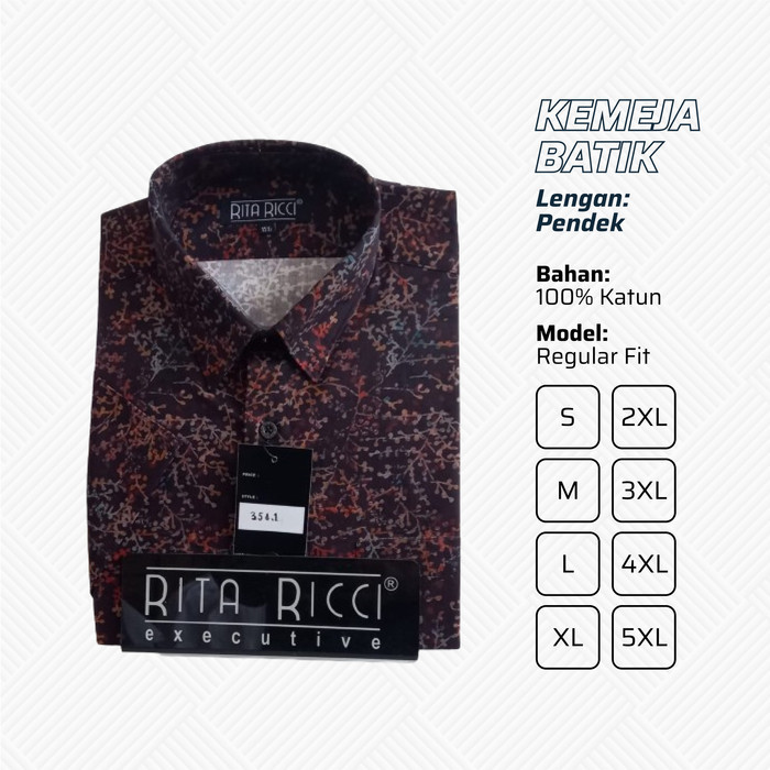 Alib Kemeja Batik Pria Rita Ricci Lengan Pendek Ungu Coklat Digital