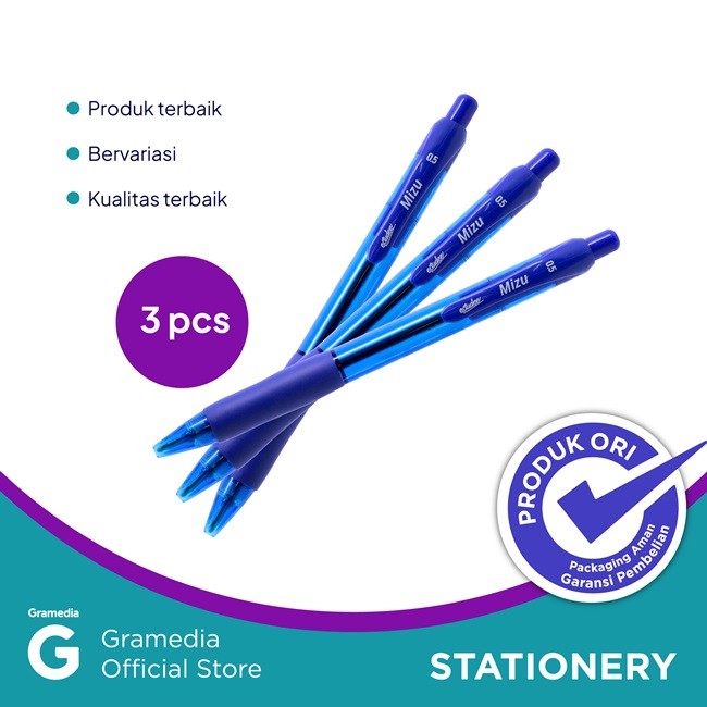 

Gramedia Cirebon - ESTUDEE MIZU RETRACTABLE PENLV 0.5 BLUE/3 ELV554