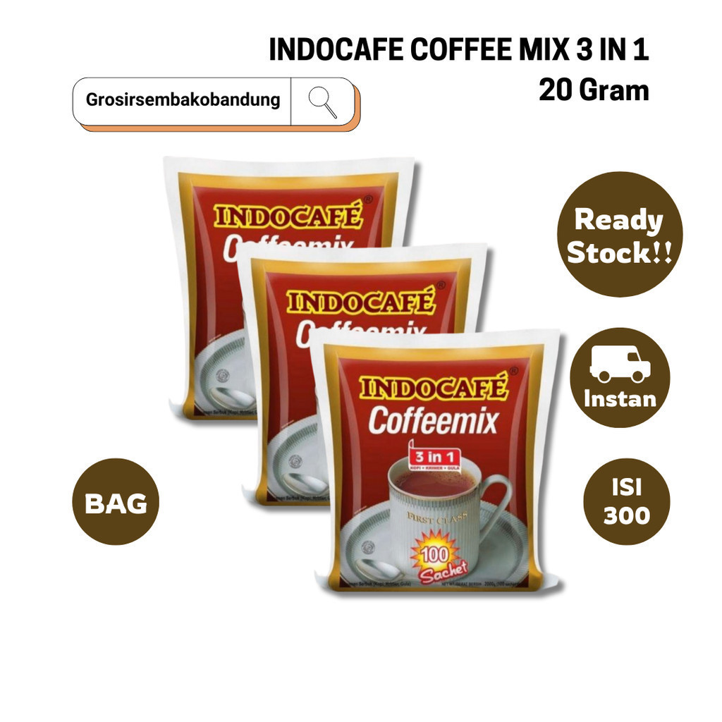 

INDOCAFE COFFEE MIX 3 IN 1 BAG 100X20g - 3 Bag - Kota Bandung
