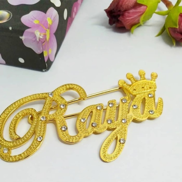 PROMO SPECIAL Bros Jilbab Ukir Nama - bros peniti Gold Grafir