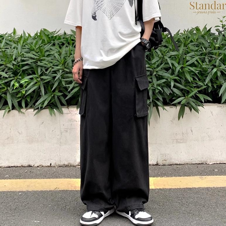 Flase Sale Celana Cargo Cowok Celana Cargo Panjang Pria Baggy Pants Jumbo Celana Kargo Korean Style 