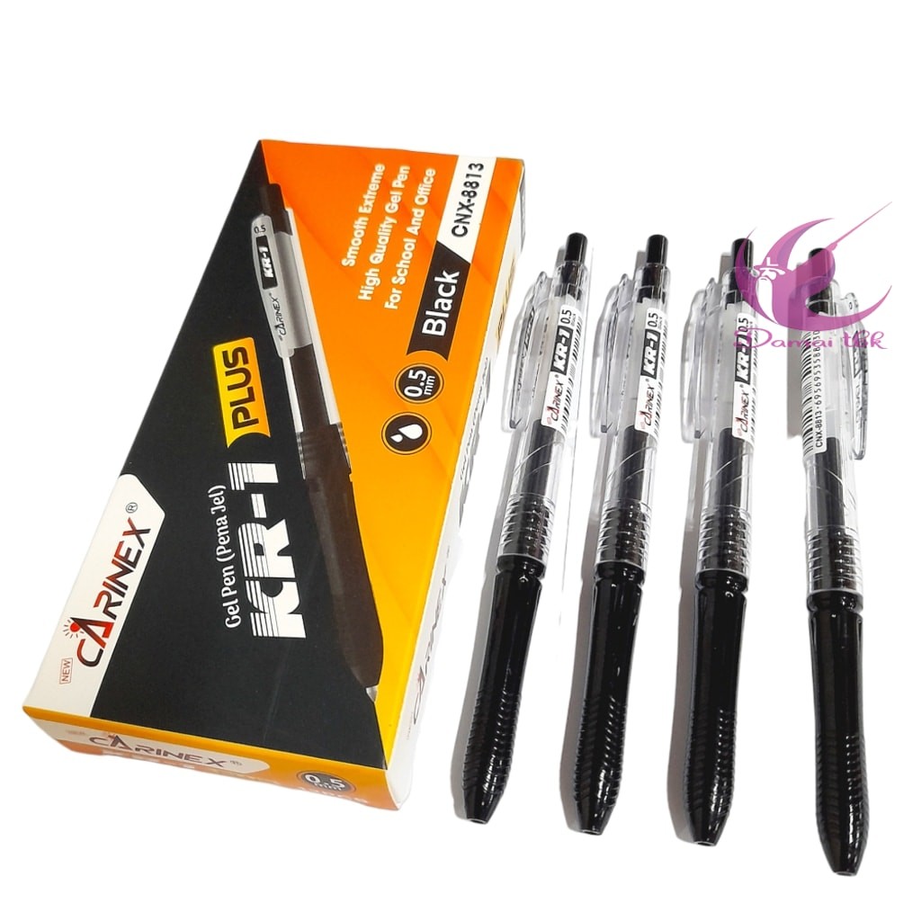 

(12Pcs) Bolpen Carinex Kr-1 Plus Pulpen Gel Cetek / Cnx-8813 Hitam