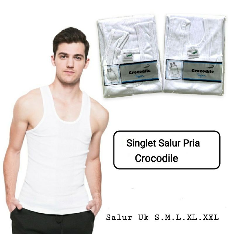 Singlet Crocodile Salur Putih 801v