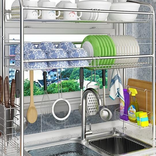 Rak Wastafel Cuci Piring Stainless Steel Rak Dapur Rak Piring Besar