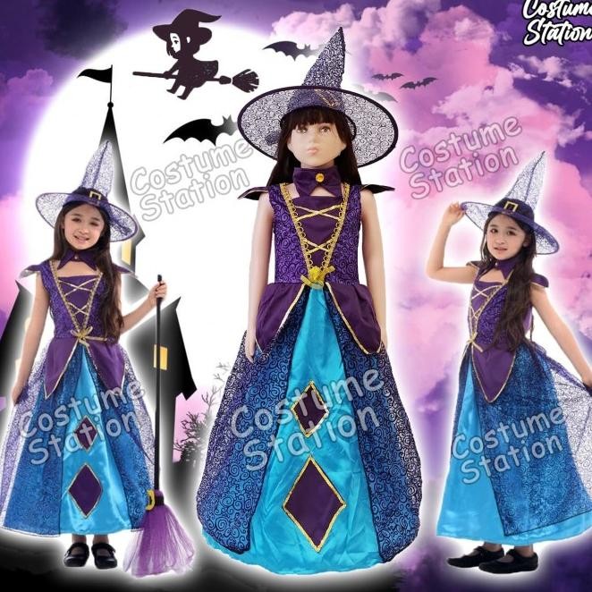 KOSTUM WITCH / COSTUME NENEK SIHIR, PENYIHIR HALLOWEEN ANAK PEREMPUAN
