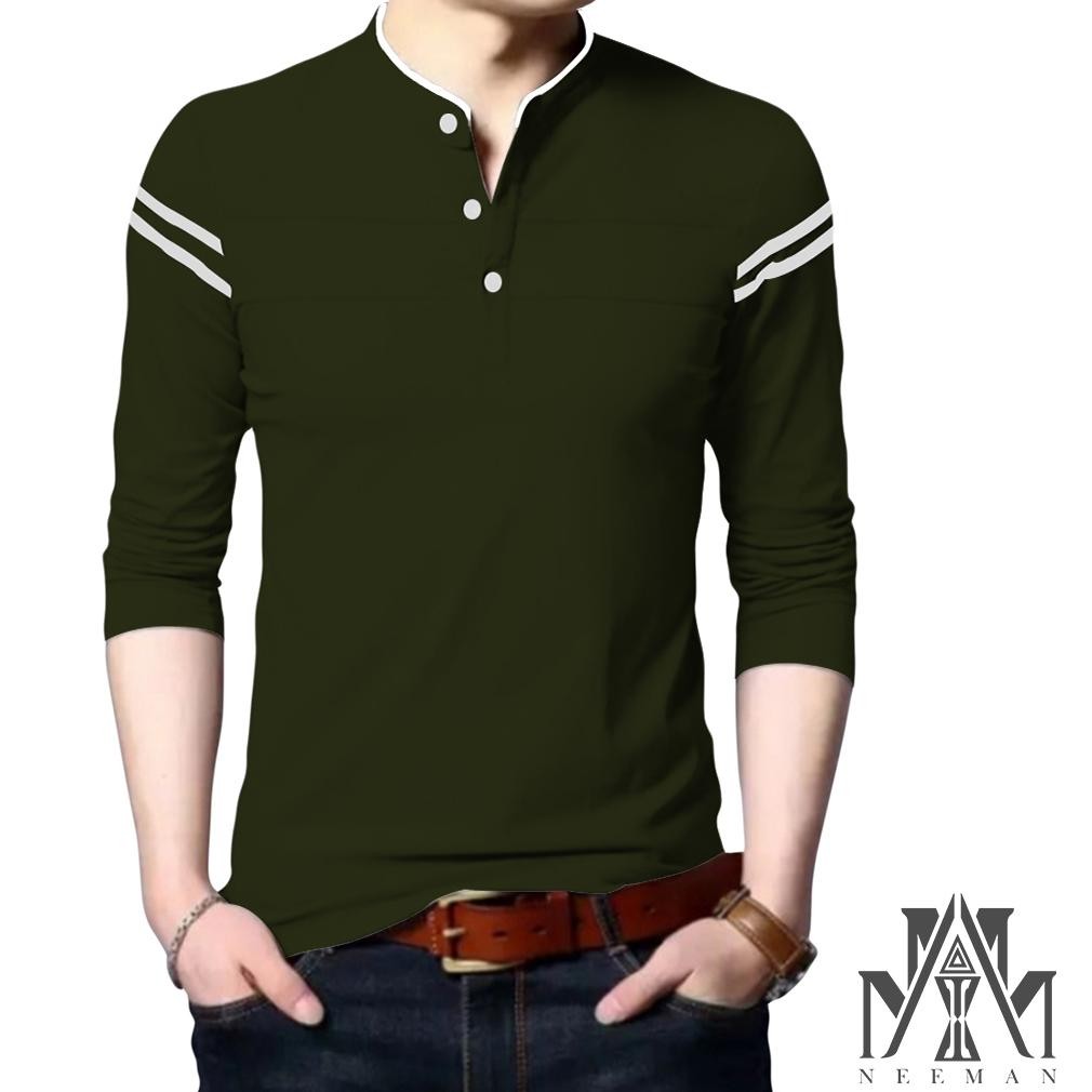 Big Sale Kaos Kerah Pria Shanghai Lengan Bergaris Panjang Garansi