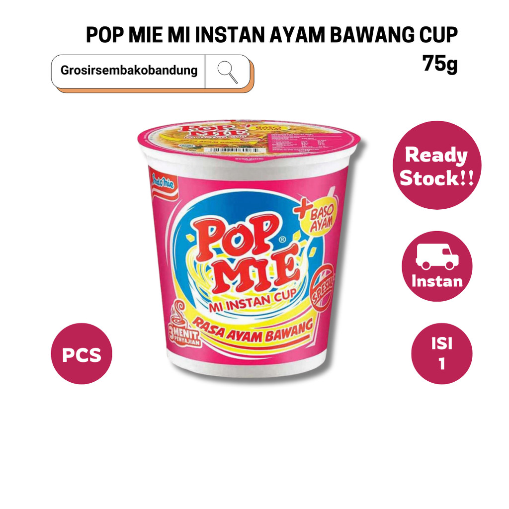 

POP MIE MI INSTAN AYAM BAWANG CUP 75g - 1 Pcs - Kota Bandung