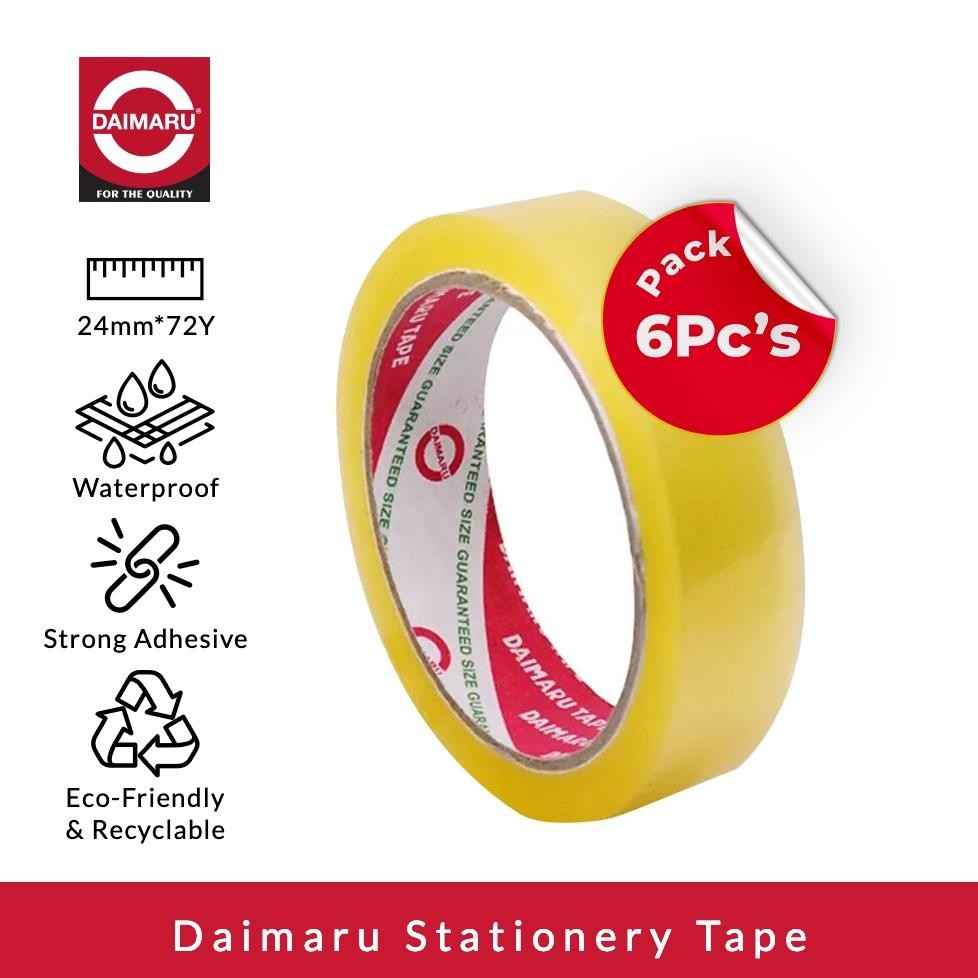 

VIRAL Daimaru Stationery Tape Transparan 24 mm x 72 Yard Paket 6Pcs an-6