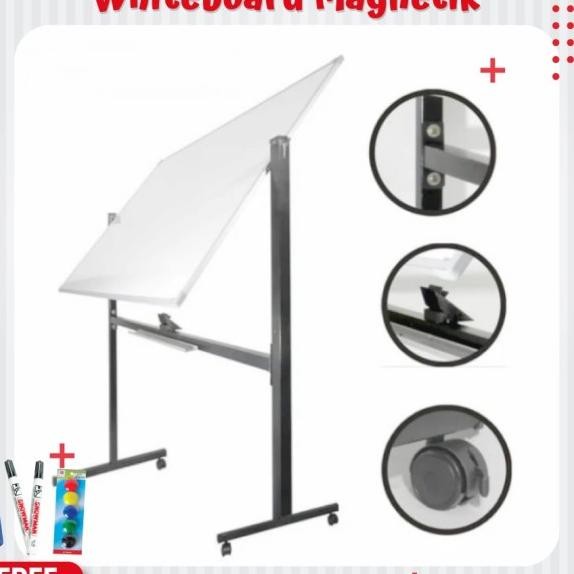 

Whiteboard / Papan Tulis Magnetic Single Face Stand Uk 120X180 Cm