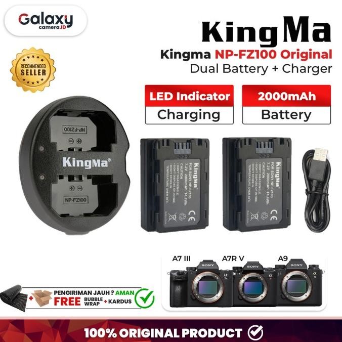 Kingma Dual Battery + Charger Np-Fz100 Baterai Kamera Sony Np Fz100