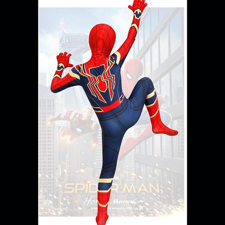 Diskon Kostum Anak Spider-Man Kembali Ke Sekolah Asli/Kostum Pahlawan Super Marvel Pria Untuk Anak L