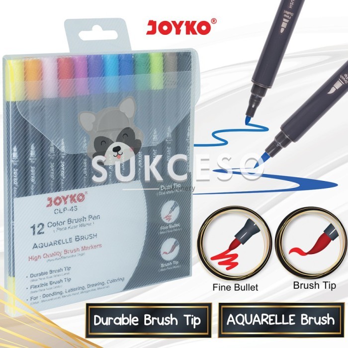 

Ba Joyko Color Brush Pen Clp-43 Isi 12 Color Aquarelle Brush Dual Tip