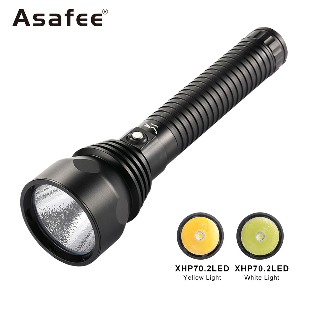 Asafee A17 Senter Selam Kuat XHP70.2 LED Senter Isi Ulang Tahan Air Scuba Diving 4000LM Lentera Lamp