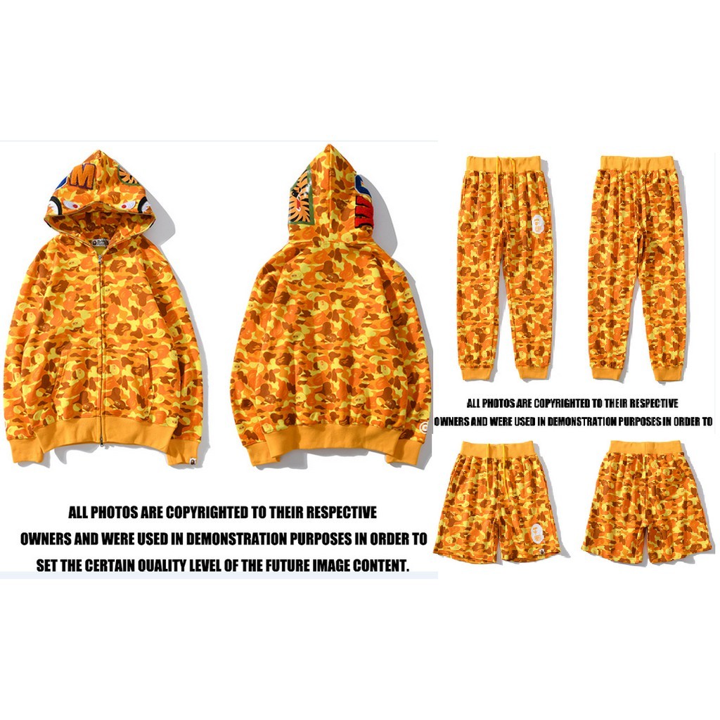 20ss bap X PUBG Topi Hoodie Kamuflase Jaket Ritsleting Pria Wanita Sweater Gurun Kuning Monyet Kepal