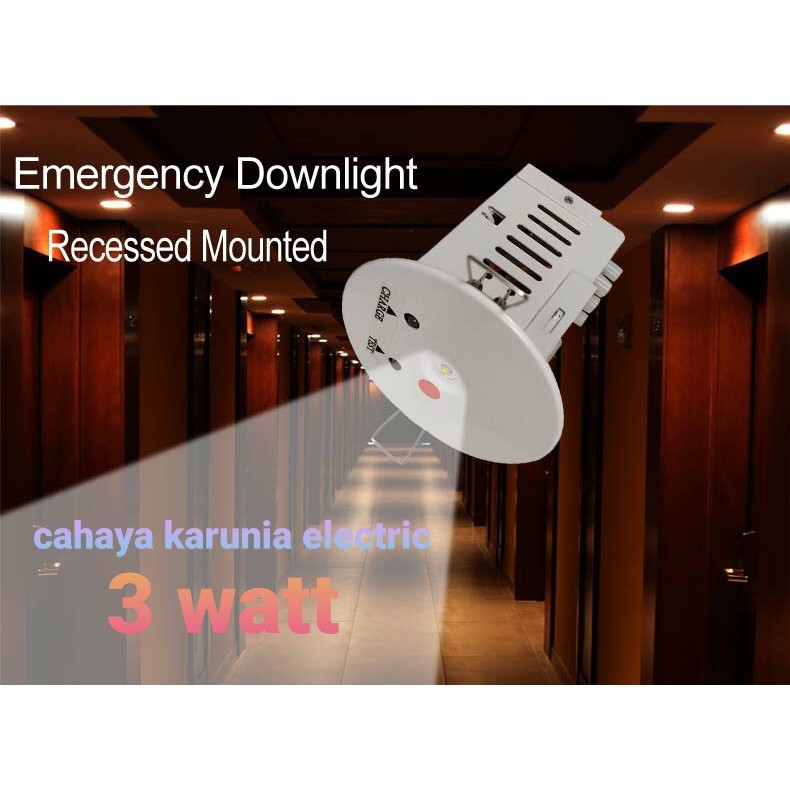 Lampu downlight emergency 3 watt LED COB body putih plafon