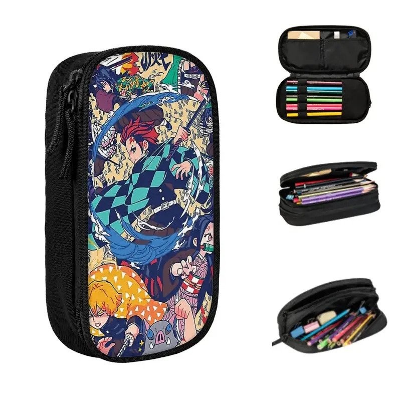 

Anime Demon Slayer Kamado Tanjirou Pencil Cases Big Capacity Pen Bags Pen Box Pencil Pouch For Boys Girls Students Stationery NQVS