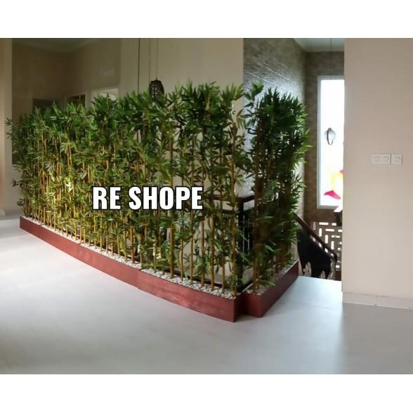 Bunga Plastik Artificial Hias Pohon Partisi Bambu Rimbun Daun