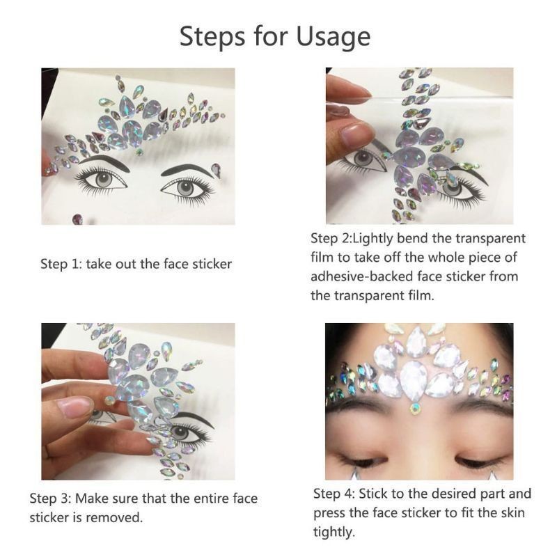 

New Produk Face Art Painting Rhinestones 3D Face Sticker / Crystal Diamond Stiker Wajah Ce7
