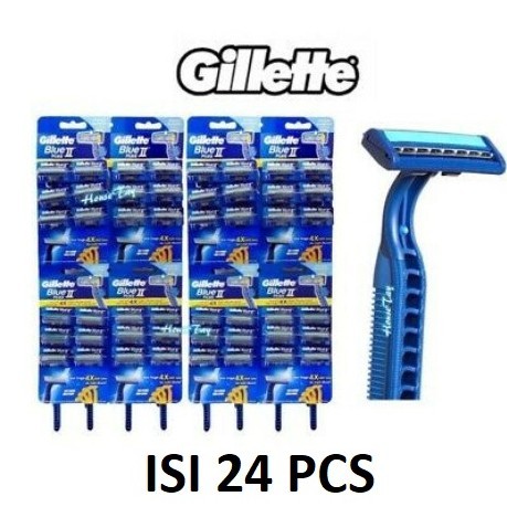 BIG SALE KEROKAN JENGGOT KUMIS PISAU CUKUR 2 MATA PISAU GILLETTE BLUE 24 PCS
