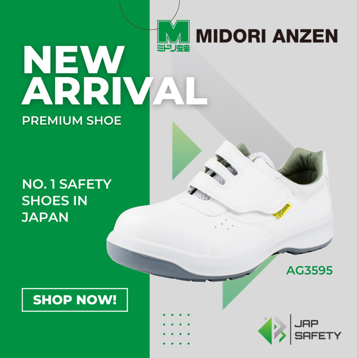 Tersedia Midori Anzen Ag3595 White Sepatu Safety / Safety Shoes