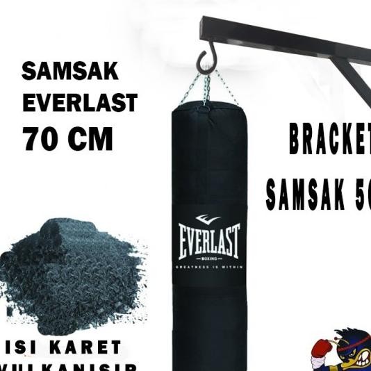 Paket Lengkap Samsak Tinju Plus Isi Karet 70Cm + Gantungan Sansak 60Cm