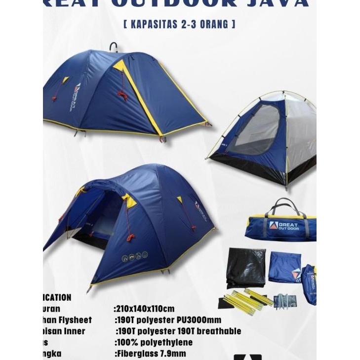 Tenda Mountain Inn Sport Borneo 2 Tenda Untuk 2 / 3 Orang