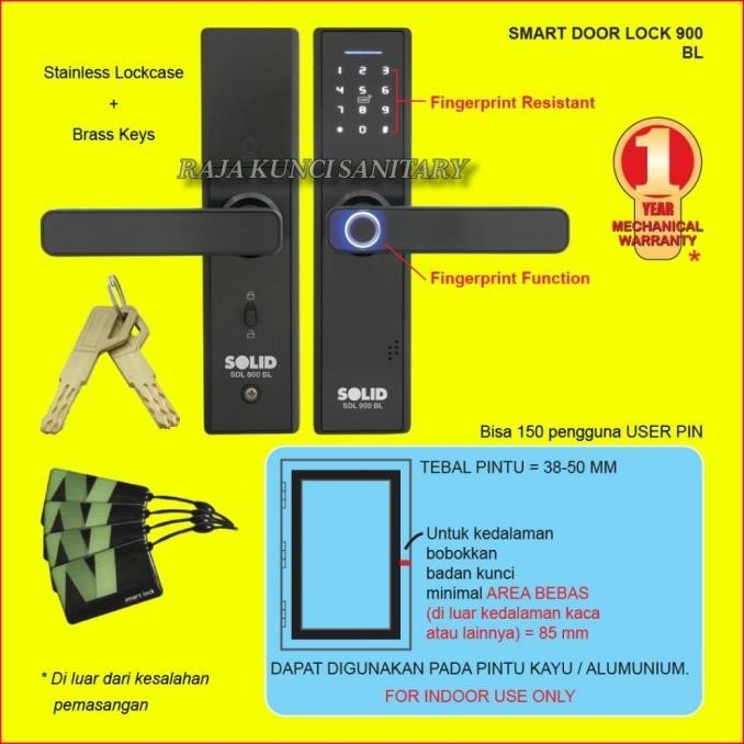 SOLID Smart Door Lock SDL 900 BL/Smart Lock Solid/Kunci Digital Solid