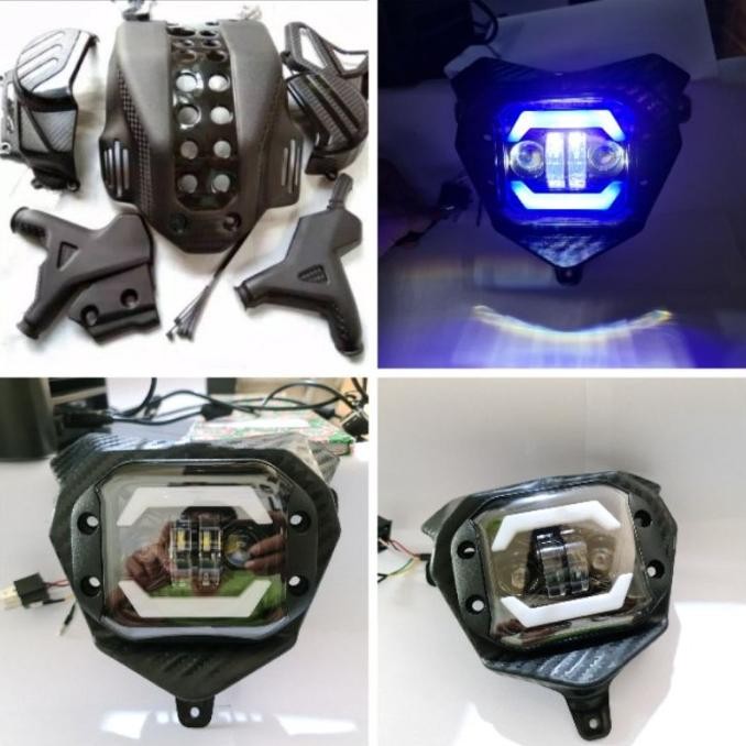 Tutup Mesin Honda Crf 150 + Cover Blok Satu Set Lampu Depan Case Besi