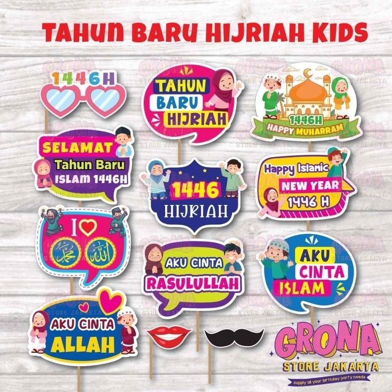 BISA COD Acc Props Photobooth Tahun baru islam Kids / Photobooth Tahun baru Hijriah Kids a-81