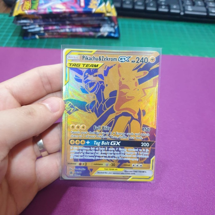 Ready Kartu Pokemon English - Pikachu Zekrom GX Gold Promo