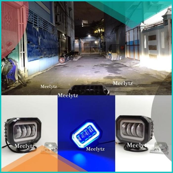 Lampu tembak sorot Led CWL 4 mata lensa model kotak angel aye biru 14