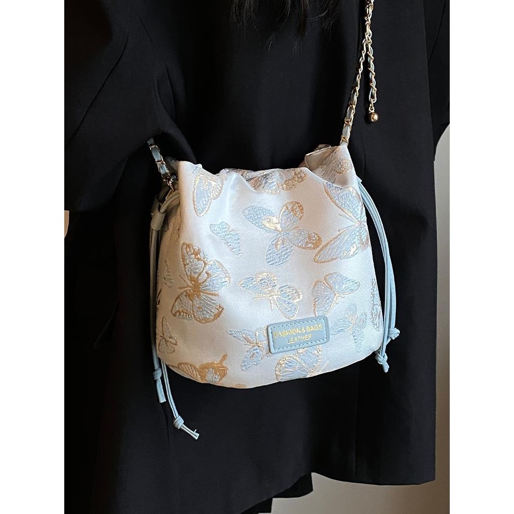 Tas selempang Bordir Kecil Tas Ember lucu Wanita slingbag tas Bahu korea import fashion tas cantik k