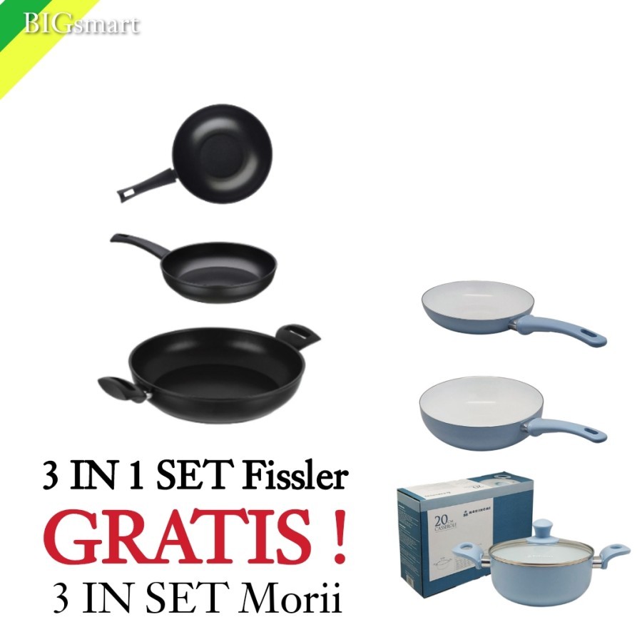 Fissler 3 IN 1 SET Skillet Wok Deep Fry Pan