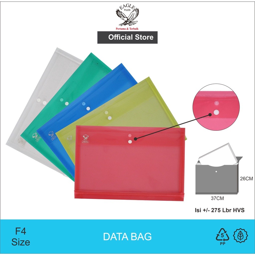 

Map Plastik Kancing F4 EAGLEFiles Bening Punggung Data Bag Horizontal E 215 H