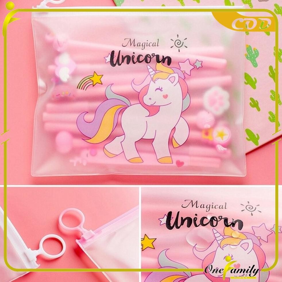 

Be09 ONE-A15 Pulpen Gel Karakter Lucu Set Isi 20PCS Pena FREE Zipper Pouch Tempat Pensil Transparan Murah Sale