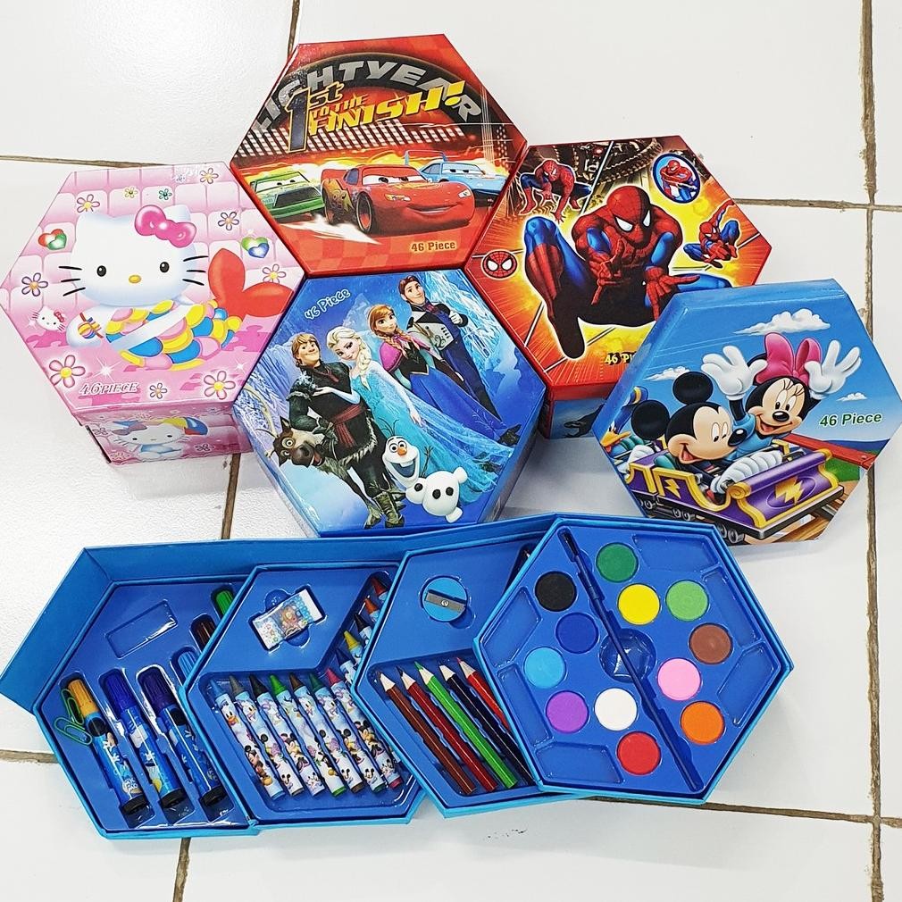 

ukd- Crayon Set Karakter 4in1 Isi 46pcs - Alat Set Menggambar Melukis Viral