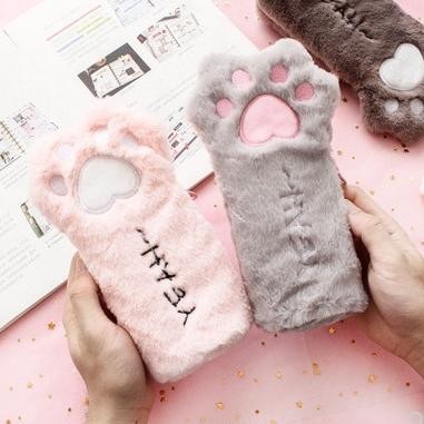 

He13 Tempat Pensil Bulu/ Pouch Make Up Bulu Cat Paw Hemat