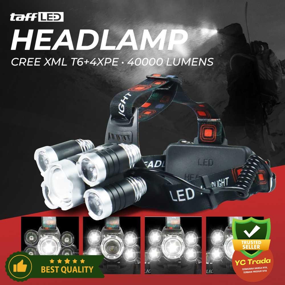 

High Quality TaffLED Headlamp Light Cree XML T6 4XPE IPX6 40000 Lumens - BL254