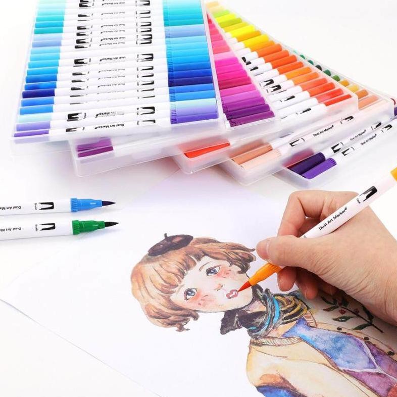 

Terbaru Slayershop Dual Tip Pulpen Sikat 24/48/60/100Warna Sketsa Menggambar Manga Dual Head spidol Warna Air Pena untuk Menggambar Animasi Mewarnai Books Desain Perlengkapan Seni Berkualitas