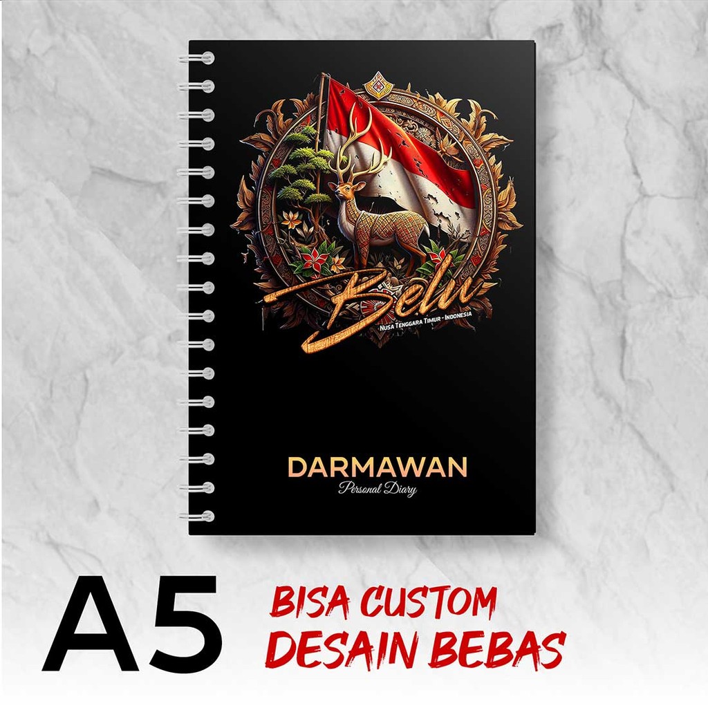 

Blocknote A5 Notebook Custom BELU - NTT Desain Bebas - Spiral Kawat - ATBX1