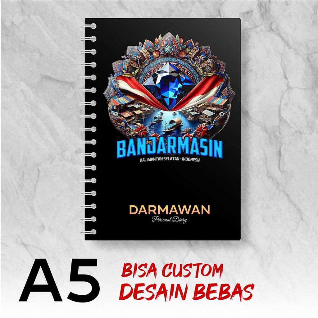 

Blocknote A5 Notebook Custom BANJARMASIN - KALIMANTAN SELATAN Desain Bebas - Spiral Kawat - BJMX1