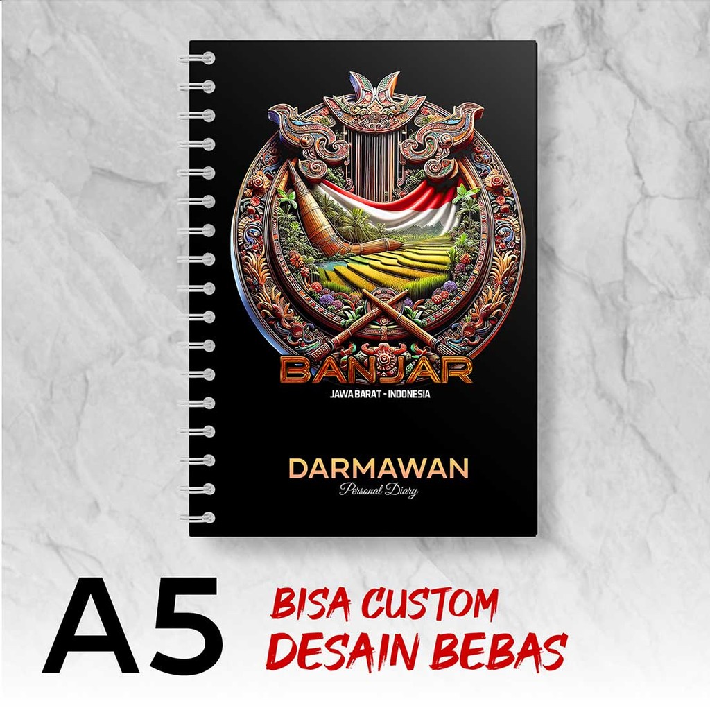 

Blocknote A5 Notebook Custom BANJAR - KALIMANTAN SELATAN Desain Bebas - Spiral Kawat - BJRX1