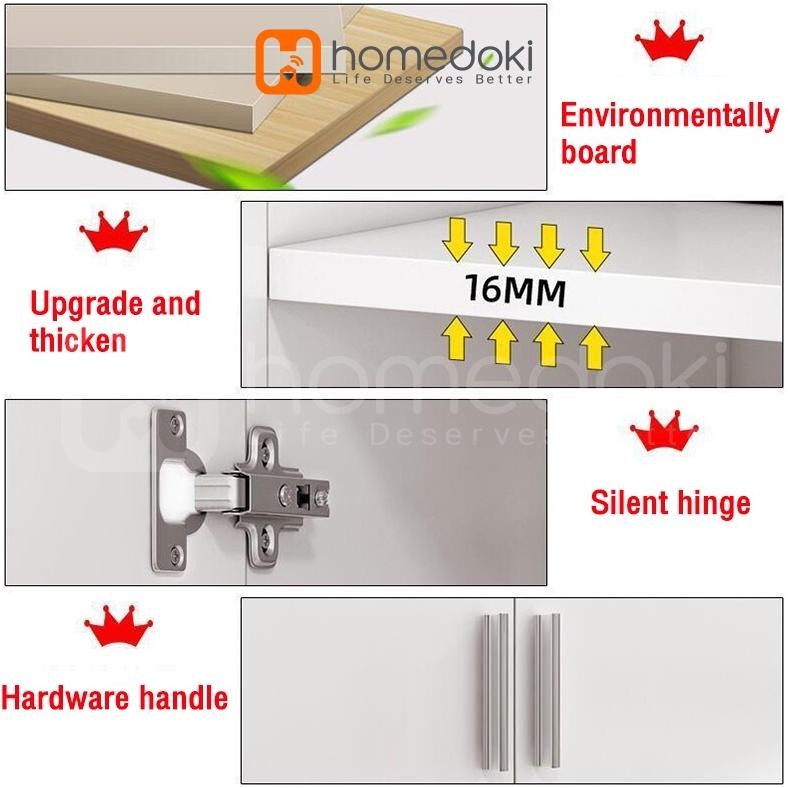 Homedoki Lemari Dinding Dapur /  Kitchen Set 2 Pintu Minimalis / Rak Atas Dapur/ Rak Dinding Dapur /