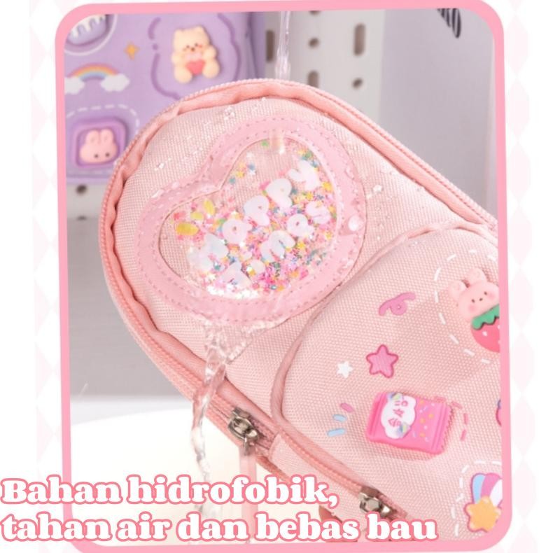 

If56 Dengan stiker gratisPencil Case lucu korea kotak pensil kanvas 6 ruang /kotak pensil anak sekolah Viral