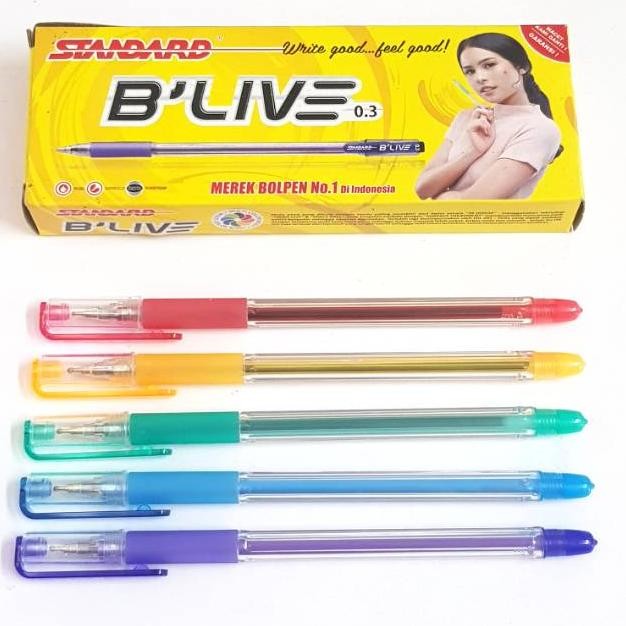 

NI06 Pulpen Standard B'Live 0.3 mm ISI 12 pcs ( 1 Pak ) Standard BLIVE Hemat